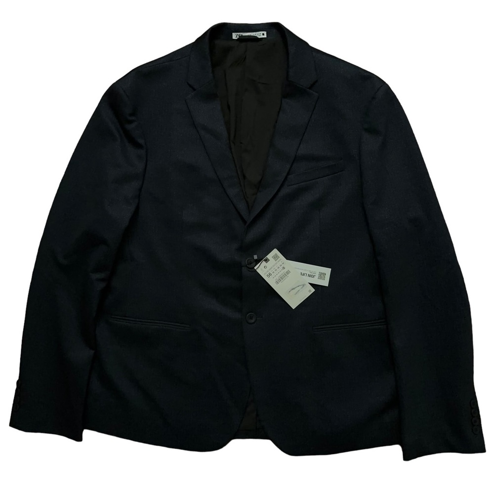 Zara Blazer Jacket Mens US Size 46 EUR Size 56 Sports Coat Navy Blue NWT